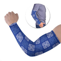 Royal Blue Palaka Quilt Hawaii Arm Sleeves Traditional Hawaii-plaid Pattern - Polynesian Pride