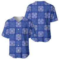 Royal Blue Palaka Quilt Hawaii Baseball Jersey Traditional Hawaii-plaid Pattern - Polynesian Pride