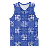 Royal Blue Palaka Quilt Hawaii Basketball Jersey Traditional Hawaii-plaid Pattern - Polynesian Pride