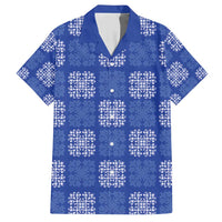 Royal Blue Palaka Quilt Hawaii Family Matching Short Sleeve Bodycon Dress and Hawaiian Shirt Traditional Hawaii-plaid Pattern - Polynesian Pride