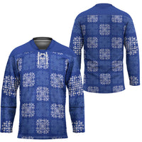 Royal Blue Palaka Quilt Hawaii Hockey Jersey Traditional Hawaii-plaid Pattern LT14 - Polynesian Pride