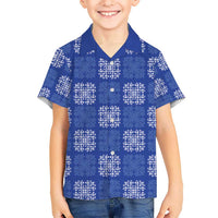 Royal Blue Palaka Quilt Hawaii Kid Hawaiian Shirt Traditional Hawaii-plaid Pattern LT14 Kid Royal Blue - Polynesian Pride