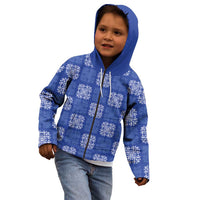Royal Blue Palaka Quilt Hawaii Kid Hoodie Traditional Hawaii-plaid Pattern - Polynesian Pride