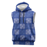 Royal Blue Palaka Quilt Hawaii Sleeveless Hoodie Traditional Hawaii-plaid Pattern - Polynesian Pride