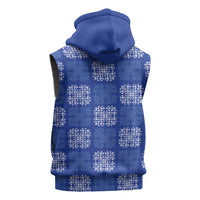 Royal Blue Palaka Quilt Hawaii Sleeveless Hoodie Traditional Hawaii-plaid Pattern - Polynesian Pride