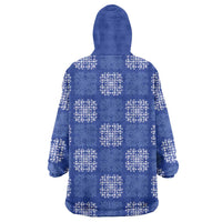 Royal Blue Palaka Quilt Hawaii Wearable Blanket Hoodie Traditional Hawaii-plaid Pattern - Polynesian Pride