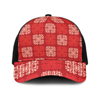 Red Palaka Quilt Hawaii Baseball Net Cap Traditional Hawaii-plaid Pattern - Polynesian Pride