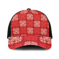 Red Palaka Quilt Hawaii Baseball Net Cap Traditional Hawaii-plaid Pattern - Polynesian Pride
