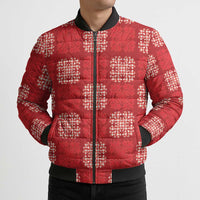 Red Palaka Quilt Hawaii Bomber Puffer Jacket Traditional Hawaii-plaid Pattern - Polynesian Pride