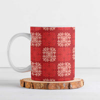 Red Palaka Quilt Hawaii Ceramic Mug Traditional Hawaii-plaid Pattern - Polynesian Pride