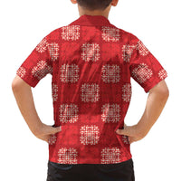 Red Palaka Quilt Hawaii Family Matching Off The Shoulder Long Sleeve Dress and Hawaiian Shirt Traditional Hawaii-plaid Pattern - Polynesian Pride