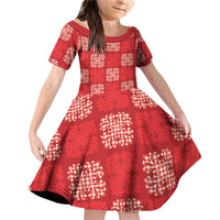 Red Palaka Quilt Hawaii Family Matching Off Shoulder Short Dress and Hawaiian Shirt Traditional Hawaii-plaid Pattern - Polynesian Pride
