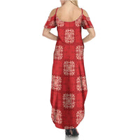 Red Palaka Quilt Hawaii Family Matching Summer Maxi Dress and Hawaiian Shirt Traditional Hawaii-plaid Pattern - Polynesian Pride