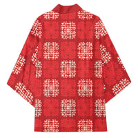 Red Palaka Quilt Hawaii Kimono Traditional Hawaii-plaid Pattern - Polynesian Pride