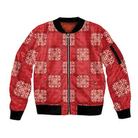 Red Palaka Quilt Hawaii Sleeve Zip Bomber Jacket Traditional Hawaii-plaid Pattern - Polynesian Pride