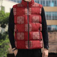 Red Palaka Quilt Hawaii Sleeveless Puffer Jacket Traditional Hawaii-plaid Pattern - Polynesian Pride