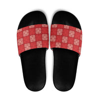 Red Palaka Quilt Hawaii Slide Sandals Traditional Hawaii-plaid Pattern - Polynesian Pride