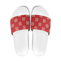 Red Palaka Quilt Hawaii Slide Sandals Traditional Hawaii-plaid Pattern - Polynesian Pride