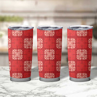 Red Palaka Quilt Hawaii Tumbler Cup Traditional Hawaii-plaid Pattern - Polynesian Pride
