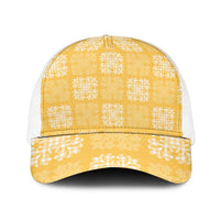 Yellow Palaka Quilt Hawaii Baseball Net Cap Traditional Hawaii-plaid Pattern LT14 One Size White Yellow - Polynesian Pride