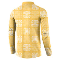 Yellow Palaka Quilt Hawaii Button Sweatshirt Traditional Hawaii-plaid Pattern - Polynesian Pride