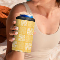 Yellow Palaka Quilt Hawaii 4 in 1 Can Cooler Tumbler Traditional Hawaii-plaid Pattern - Polynesian Pride
