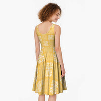 Yellow Palaka Quilt Hawaii Midi Dress Traditional Hawaii-plaid Pattern - Polynesian Pride