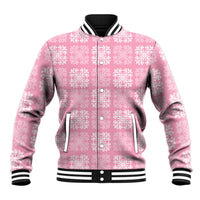 Pink Palaka Quilt Hawaii Baseball Jacket Traditional Hawaii-plaid Pattern - Polynesian Pride