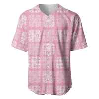 Pink Palaka Quilt Hawaii Baseball Jersey Traditional Hawaii-plaid Pattern LT14 Pink - Polynesian Pride