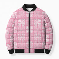 Pink Palaka Quilt Hawaii Bomber Puffer Jacket Traditional Hawaii-plaid Pattern - Polynesian Pride