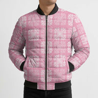 Pink Palaka Quilt Hawaii Bomber Puffer Jacket Traditional Hawaii-plaid Pattern - Polynesian Pride