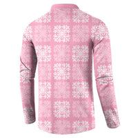 Pink Palaka Quilt Hawaii Button Sweatshirt Traditional Hawaii-plaid Pattern - Polynesian Pride