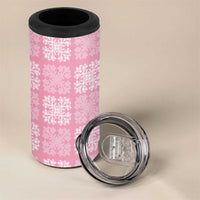 Pink Palaka Quilt Hawaii 4 in 1 Can Cooler Tumbler Traditional Hawaii-plaid Pattern - Polynesian Pride