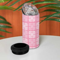 Pink Palaka Quilt Hawaii 4 in 1 Can Cooler Tumbler Traditional Hawaii-plaid Pattern - Polynesian Pride