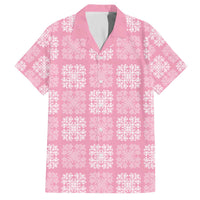 Pink Palaka Quilt Hawaii Family Matching Off The Shoulder Long Sleeve Dress and Hawaiian Shirt Traditional Hawaii-plaid Pattern - Polynesian Pride
