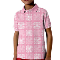 Pink Palaka Quilt Hawaii Kid Polo Shirt Traditional Hawaii-plaid Pattern LT14 Kid Pink - Polynesian Pride