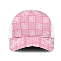Pink Palaka Quilt Hawaii Mesh Trucker Cap Traditional Hawaii-plaid Pattern - Polynesian Pride