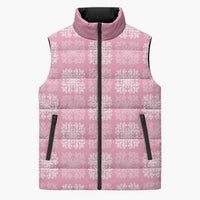 Pink Palaka Quilt Hawaii Sleeveless Puffer Jacket Traditional Hawaii-plaid Pattern - Polynesian Pride