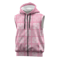 Pink Palaka Quilt Hawaii Sleeveless Zip Hoodie Traditional Hawaii-plaid Pattern LT14 Pink - Polynesian Pride