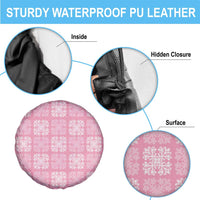 Pink Palaka Quilt Hawaii Spare Tire Cover Traditional Hawaii-plaid Pattern - Polynesian Pride