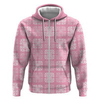 Pink Palaka Quilt Hawaii Zip Hoodie Traditional Hawaii-plaid Pattern - Polynesian Pride