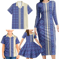 Mabuhay Philippines Festival Family Matching Long Sleeve Bodycon Dress and Hawaiian Shirt Yakan Modern Filipiniana Inspired