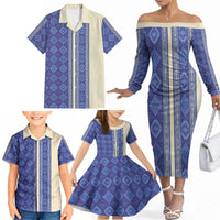 Mabuhay Philippines Festival Family Matching Off The Shoulder Long Sleeve Dress and Hawaiian Shirt Yakan Modern Filipiniana Inspired