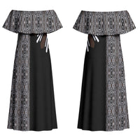 Mabuhay Philippines Festival Couples Matching Off Shoulder Maxi Dress and Long Sleeve Button Shirt Araw Tnalak Modern Filipiniana Inspired