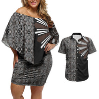 Mabuhay Philippines Festival Couples Matching Off Shoulder Short Dress and Hawaiian Shirt Araw Tnalak Modern Filipiniana Inspired