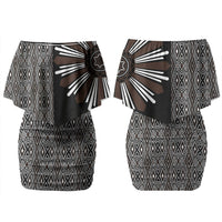 Mabuhay Philippines Festival Family Matching Off Shoulder Short Dress and Hawaiian Shirt Araw Tnalak Modern Filipiniana Inspired