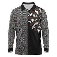Mabuhay Philippines Festival Long Sleeve Polo Shirt Araw Tnalak Modern Filipiniana Inspired