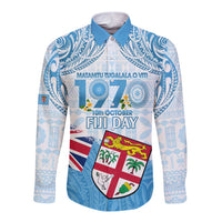 Fiji Day 1970 Long Sleeve Button Shirt Proud To Be A Fijian Tapa Pattern