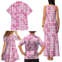 Alaka Aloha Hawaii Family Matching Tank Maxi Dress and Hawaiian Shirt Plumeria Lei With Palaka Motif - Polynesian Pride