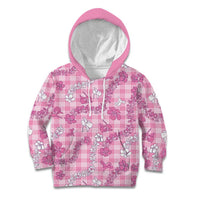 Alaka Aloha Hawaii Kid Hoodie Plumeria Lei With Palaka Motif LT14 Hoodie Pink - Polynesian Pride